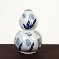 Home Tulp vaas Vincent - Tulpenvaas - Blauw Wit - Large - Hoogte 26 cm