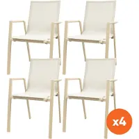 Van der Garde Tuinmeubelen Set van 4 - Atmos stapelbare tuinstoelen - Latte/Beige