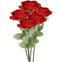 Top Art Kunstbloem roos Diana - 5x - rood - 36 cm - kunststof steel - decoratie bloemen