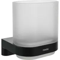 Ravak Chrome - Tandenborstel en tandpasta houder, mat glas/mat zwart X07P1377