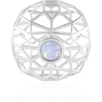 Cavill - Zilveren Hanger - 925 Sterling Zilver Rhodium - Welo Opaal 0.27 ct Ronde Cabochon - Filigraan Design - Blauwe Glans