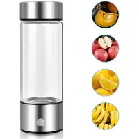 COOAU Waterstofwaterflesgenerator - 14 Oz Oplaadbare Draagbare Ionengenerator - voor Thuis/Kantoor/Reizen (6000+Ppb) - Zilver