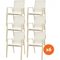 Van der Garde Tuinmeubelen Set van 6 - Atmos stapelbare tuinstoelen - Latte/Beige