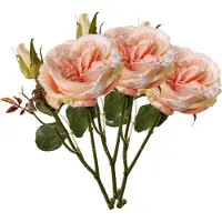 Top Art Kunstbloem roos Little Joy - 3x - roze - 38 cm - kunststof steel - decoratie bloemen