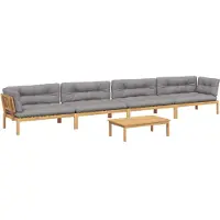 vidaXL 5-delige Loungeset pallet met kussens massief acaciahout
