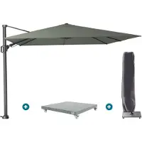 Platinum Challenger Zweefparasol T2 3x3 m - Olijf met voet en hoes