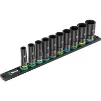 Wera 05005590001 10-delige 9660 B Impaktor Deep 1 Doppenset Op Magneetstrip - 3/8"