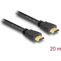 DeLOCK 83452 HDMI-kabel HDMI Aansluitkabel HDMI-A-stekker 20 m Zwart Vergulde steekcontacten, Verdraaid, Afgeschermd (dubbel)