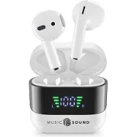 Music Sound draadloze Bluetooth TWS headset SPARK wit met LED-display