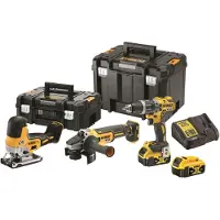 DeWalt Kit 3 Draadloze gereedschappen - DCD796, DCS335, DCG405 - 18V 5Ah Li-Ion borstelvrij - Speciaal voor doe-het-zelf.