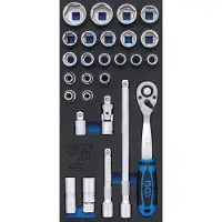 Bgs Accessoires voor gereedschapskoffers, Werkplaatswagen inzet 1/3: doppenset 12,5 mm (1/2") 27-delig.