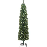 vidaXL Kunstkerstboom Groen 210 cm PVC en Staal en Kunststof
