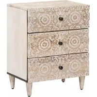 vidaXL Bedkast met lade Wit 50 x 33 x 60 cm Massief Mango Hout