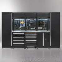 Datona Werkplaatsinrichting PREMIUM met RVS werkblad 325 cm breed - Zwart