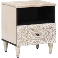 vidaXL Bedkast met lade Wit 40 x 33 x 46 cm Massief Mango Hout