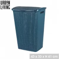 Urban Living “PASHA” Wasmand met deksel – 43×33×61 cm – Donker saffier