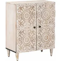vidaXL Opslag Dressoir 60 x 33,5 x 75 cm Massief Mango Hout Wit