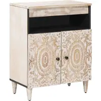 vidaXL Dressoir met opslag Wit 60 x 33,5 x 75 cm Massief Mango Hout