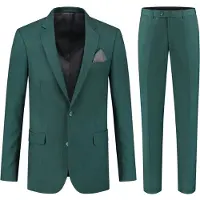 Gents - pak / kostuum linnenlook groen - Polyblend - Groen - Maat 54/54
