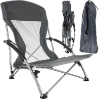 Trizand Opvouwbare Stoel - Comfortabele en Draagbare Campingstoel, Grijs