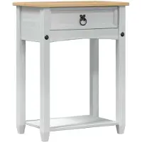 vidaXL Console tafel met lade Wit 55 x 35 x 73 cm Massief grenenhout