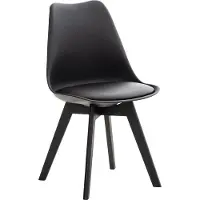 CLP Linares Eetkamerstoel - Design Keukenstoel - Scandinavisch Kuipstoel - Houten Poten Kunststof/zwart/zwart