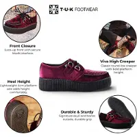 T.U.K TUK Viva High Creeper bordeauxrode fluwelen platform veterschoenen in gothic-stijl - AV6802