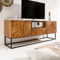 Invicta Massief TV-lowboard SCORPION 160cm mangohout met gedetailleerd 3D-snijwerk - 40252