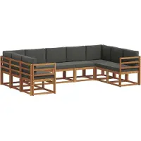 vidaXL Buiten bank set 9 st Natuurlijk en Antraciet