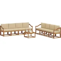 vidaXL Buiten bank set 9 st Natuurlijk en Beige
