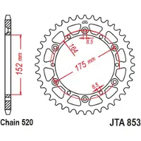 JT Sprockets Yamaha Jta853.51blk Aluminium Achtertandwiel