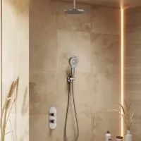 Saniclear Oval inbouw regendouche 25cm RVS look PVD met plafondarm en 3 standen handdouche