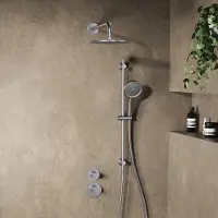 Saniclear Uni inbouw regendouche 25cm RVS look PVD met wandarm, glijstang en 3 standen handdouche