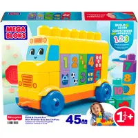 Mattel Bouwen en Tellen Bus - Speelgoedset met bouwblokken - 45 onderdelen