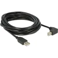 DeLOCK USB-A naar USB-B haaks (beneden) kabel - USB2.0 - tot 2A / zwart - 5 meter
