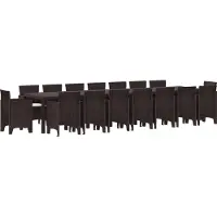 vidaXL Tuin eettafelset met kussens 17 st Bruin PP