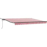 vidaXL Uitschuifbare luifel Rood en Wit 400 × 350 cm Polyester