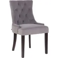 CLP Essstoel Aberdeen, fluweel, met frame van rubberhout en een zithoogte van 50 cm, grijs. Framekleur: antiek