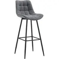 CLP Dartford Barkruk - Met rugleuning - Met voetsteun - Metalen frame - donkergrijs Stof