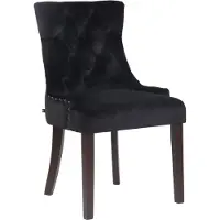 CLP Essstoel Aberdeen, fluweel, met frame van rubberhout en een zithoogte van 50 cm, zwart frame, kleur: antiek