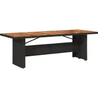 vidaXL Tuintafel met acaciahouten blad 240x90x75 cm poly rattan zwart
