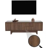 Mendler TV-meubel -O34, tv-kast, tv-tafel, lowboard, ladekast, lades en legplanken, melamine 51,5 x 150 x 39,5 cm ~ bruin