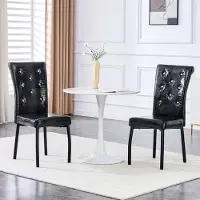 STILVORA Eetkamerstoel Set Van 2 - Vintage Design Met Zachte Bekleding - Voor Eetkamer En Keuken - Metaal En PVC - Zwart