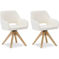 Homestyle4u Eetkamerstoel - 2 Stoelen - Draaibare - met armleuningen - Wit