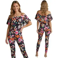 Sarcia.eu John Zack - Zwarte Jumpsuit/Broekpak met bloemen