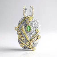 Cavill - Zilveren Hanger 925 Sterling - 0,221 ct Tanzania Tsavoriet Ovaal - 0,66 ct Zirkonia - Elegant Modern - MONOSONO Collectie