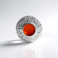 Cavill - Zilveren hanger met Braziliaanse carneool 1,4 ct - 925 Sterling zilver geplatineerd - Rond 8 mm - Modern elegant - Monosono collection