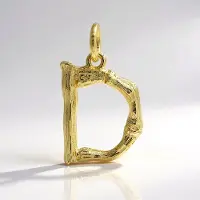 Cavill - Zilveren hanger letter D - 925 Sterling Zilver verguld - Elegant bamboe ontwerp - Lichtgewicht dames cadeau - 19x11 mm