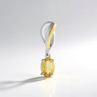 Cavill - Zilveren Hanger 925 Sterling Zilver Geplatineerd - Gele Beryl 0,59 ct Ovaal - Gouden Accenten - Modern Elegante Zetting