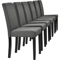 En.casa Eetkamerstoel 'Hamburg', set van 6, gestoffeerde stoel, textiel, houten poten, donkergrijs